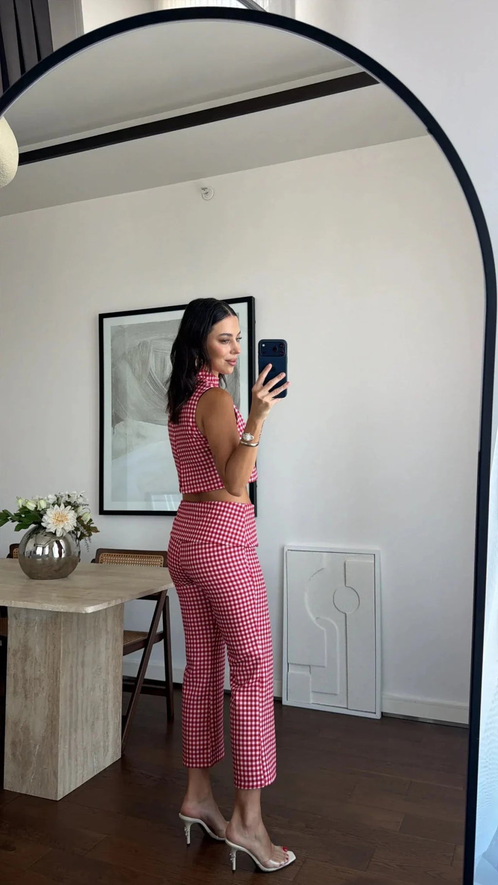 Sophia Plaid Crop Top Co-Ord Set - Women's Coordinated Outfit - Image 4