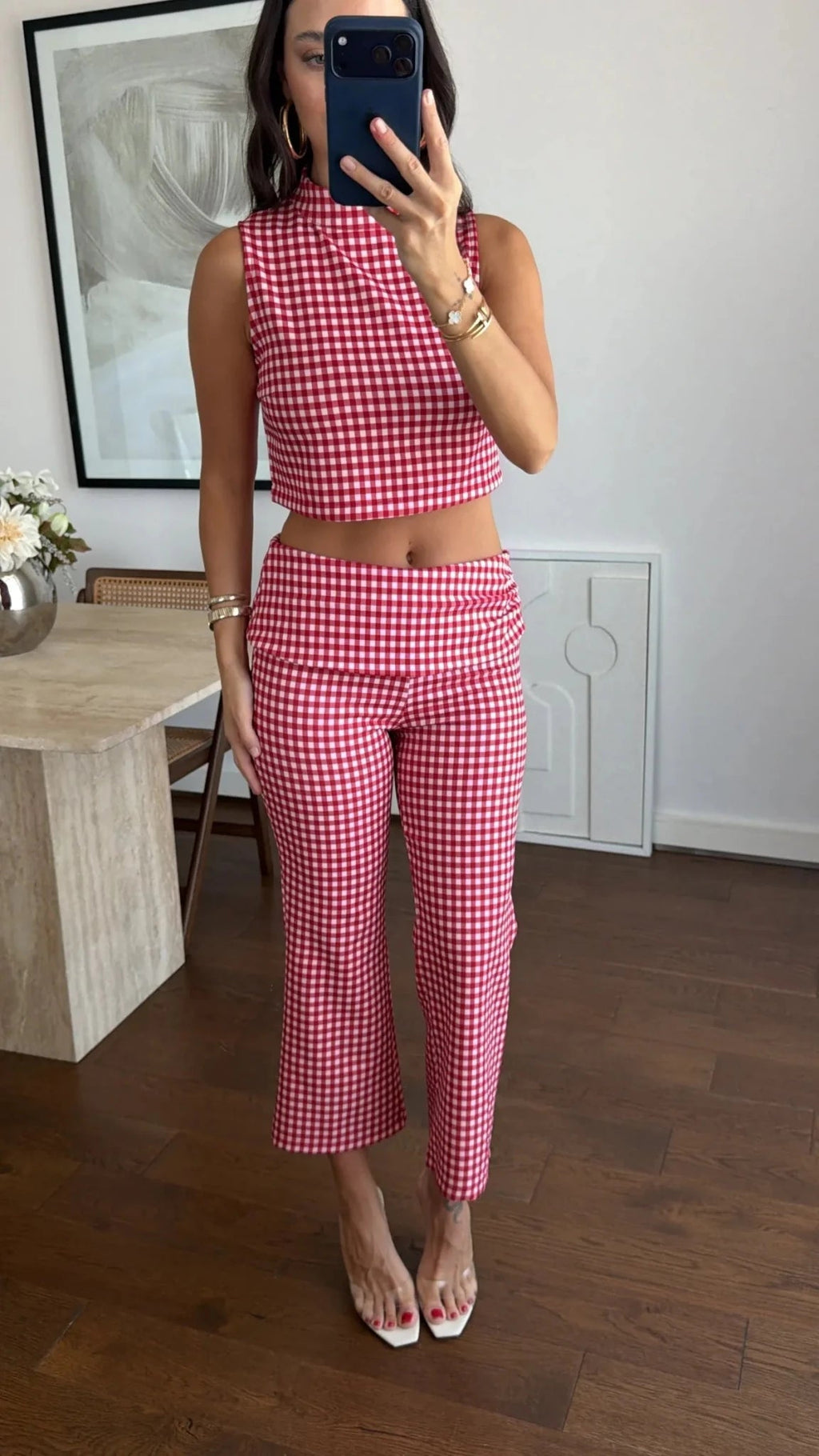 Sophia Plaid Crop Top Co-Ord Set - Women's Coordinated Outfit