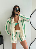 Ana Striped Crochet Two-Piece Set - Women's Coordinated Outfit