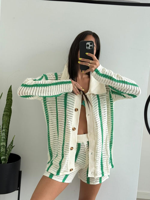 Ana Striped Crochet Two-Piece Set - Women's Coordinated Outfit - Image 2
