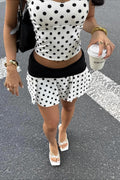 Verity Halter Polka Dot Crop Set - Women's Coordinated Two-Piece Outfit