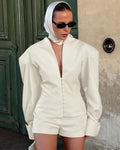 Angelica Cinched-Waist Blazer Shorts Set - Women's Coordinated Two-Piece Outfit - Image 4