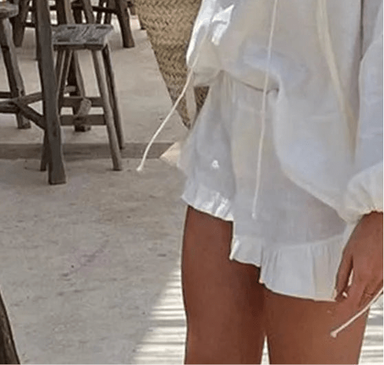 Luna Long Sleeve Ruffle Shorts Set - Women's Coordinated Two-Piece Outfit - Image 3