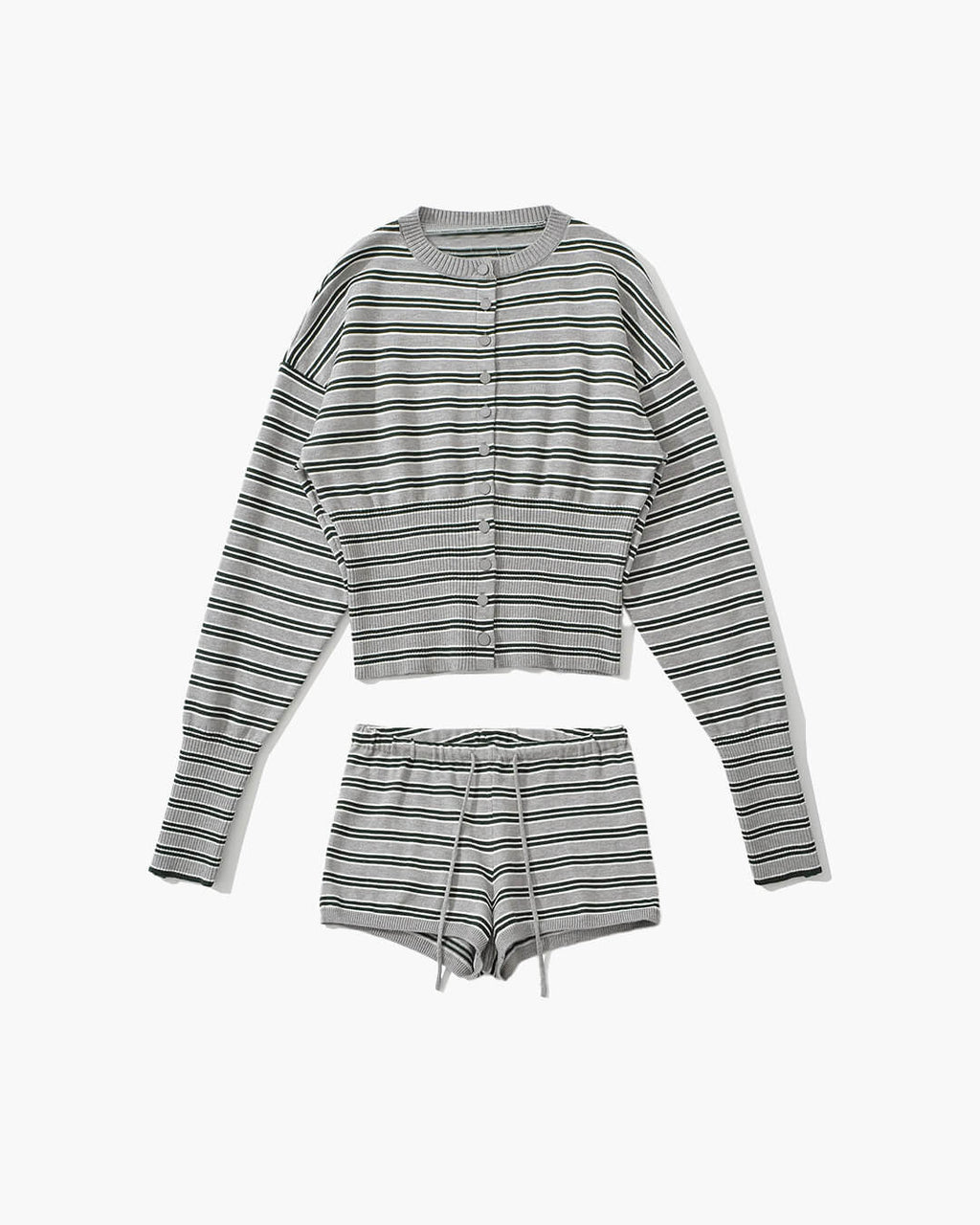 Nicole Striped Cardigan Shorts Set - Women's Coordinated Two-Piece Outfit - Image 2