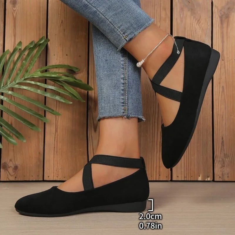 Afra Pointed Toe Cross-Strap Ballet Flats - Women's Fashion Footwear - Image 4