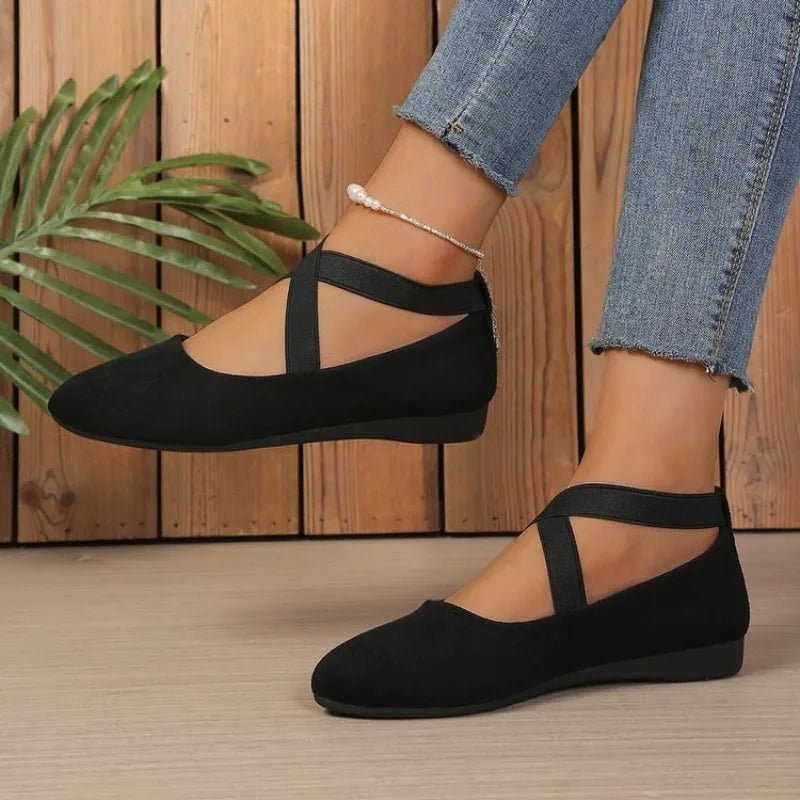 Afra Pointed Toe Cross-Strap Ballet Flats - Women's Fashion Footwear - Image 3