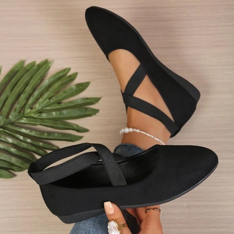 Afra Pointed Toe Cross-Strap Ballet Flats - Women's Fashion Footwear - Image 2