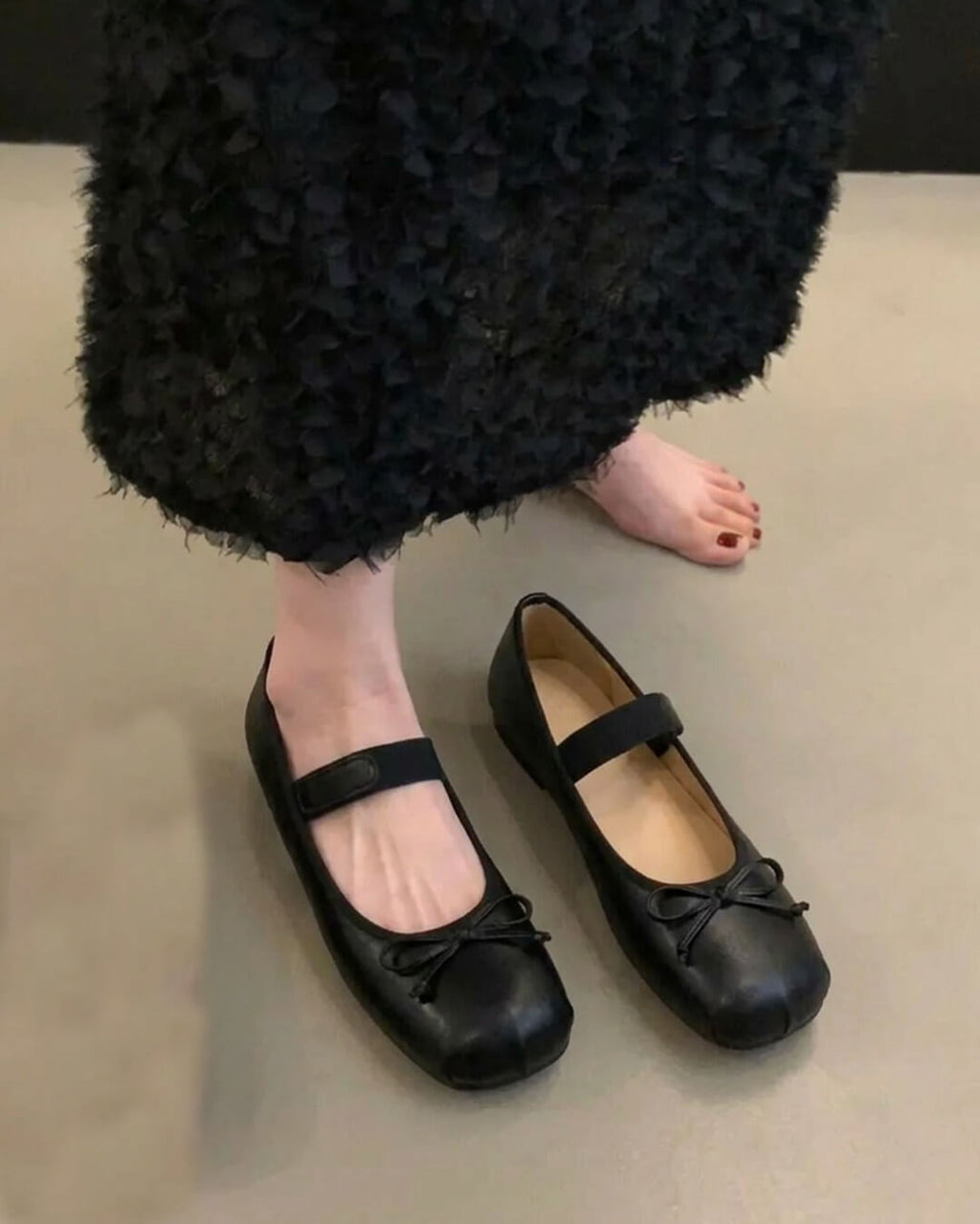 Angela Bowtie Leather Ballet Flats - Women's Fashion Footwear - Image 2