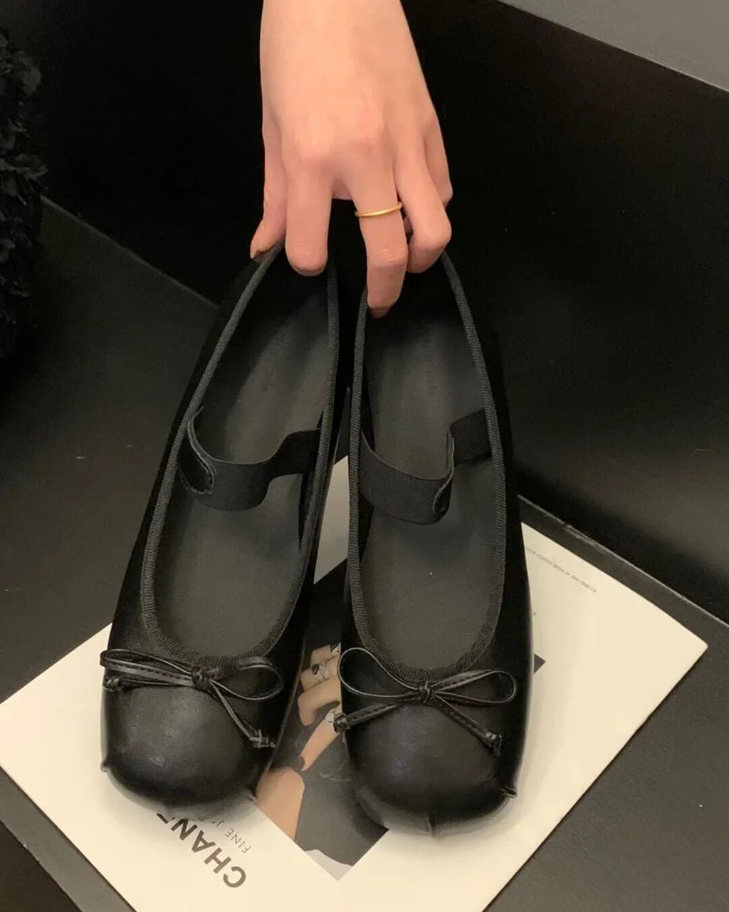 Angela Bowtie Leather Ballet Flats - Women's Fashion Footwear - Image 3