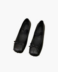 Angela Bowtie Leather Ballet Flats - Women's Fashion Footwear