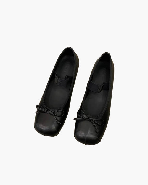 Angela Bowtie Leather Ballet Flats - Women's Fashion Footwear