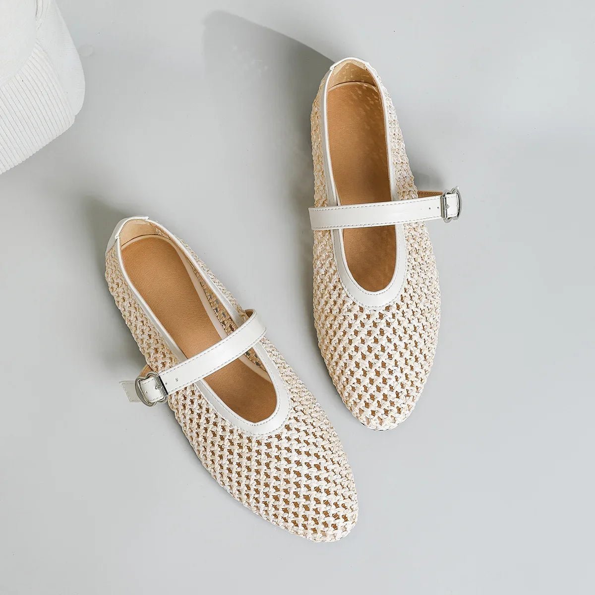 Beatrice Hollow Weave Mary Jane Flats - Women's Fashion Footwear - Image 2