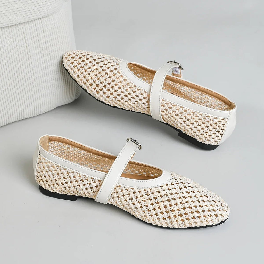 Beatrice Hollow Weave Mary Jane Flats - Women's Fashion Footwear - Image 3