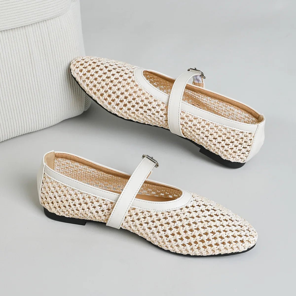 Beatrice Hollow Weave Mary Jane Flats - Women's Fashion Footwear - Image 3