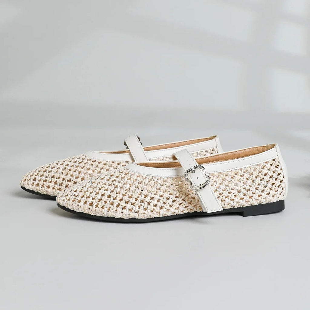 Beatrice Hollow Weave Mary Jane Flats - Women's Fashion Footwear - Image 6