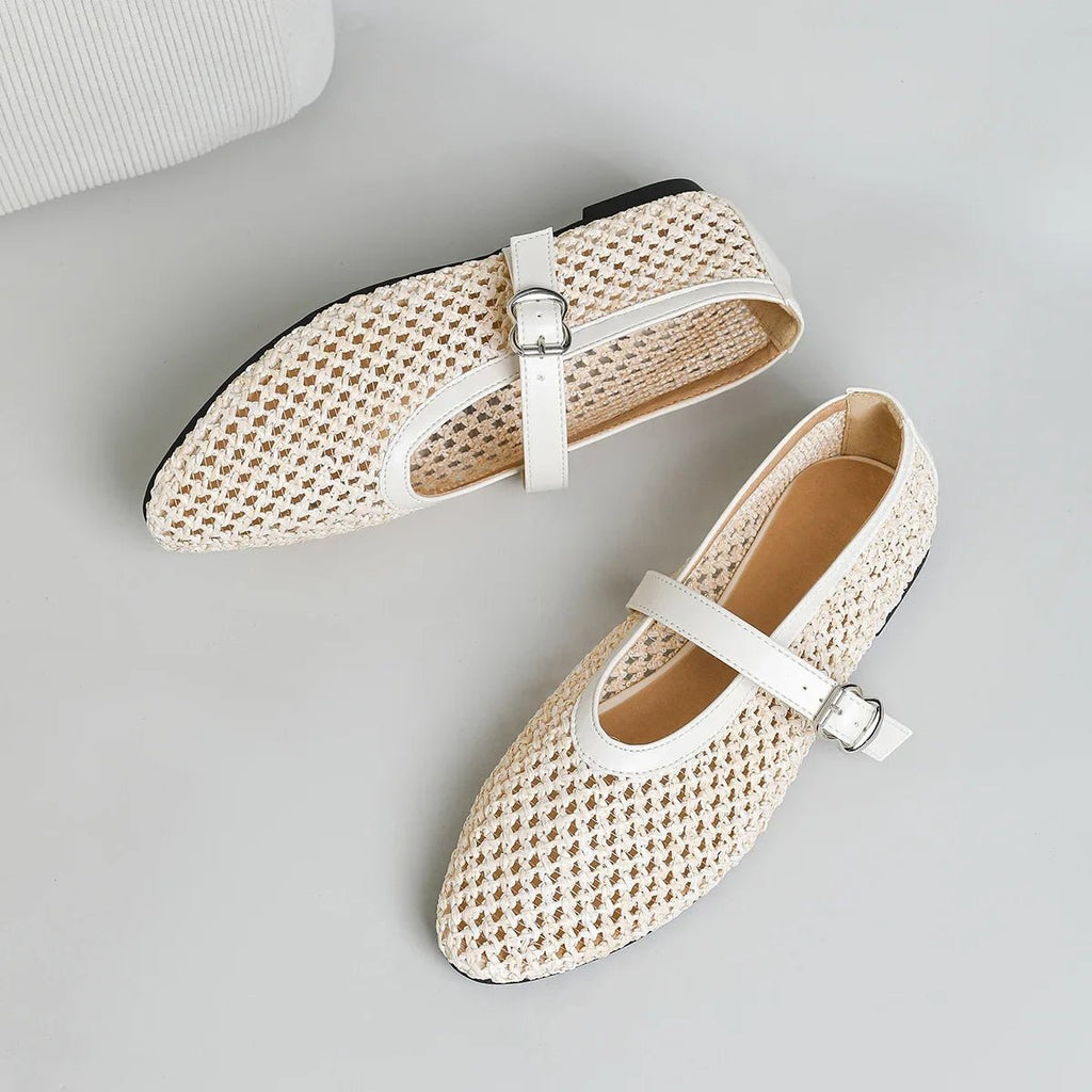 Beatrice Hollow Weave Mary Jane Flats - Women's Fashion Footwear - Image 4
