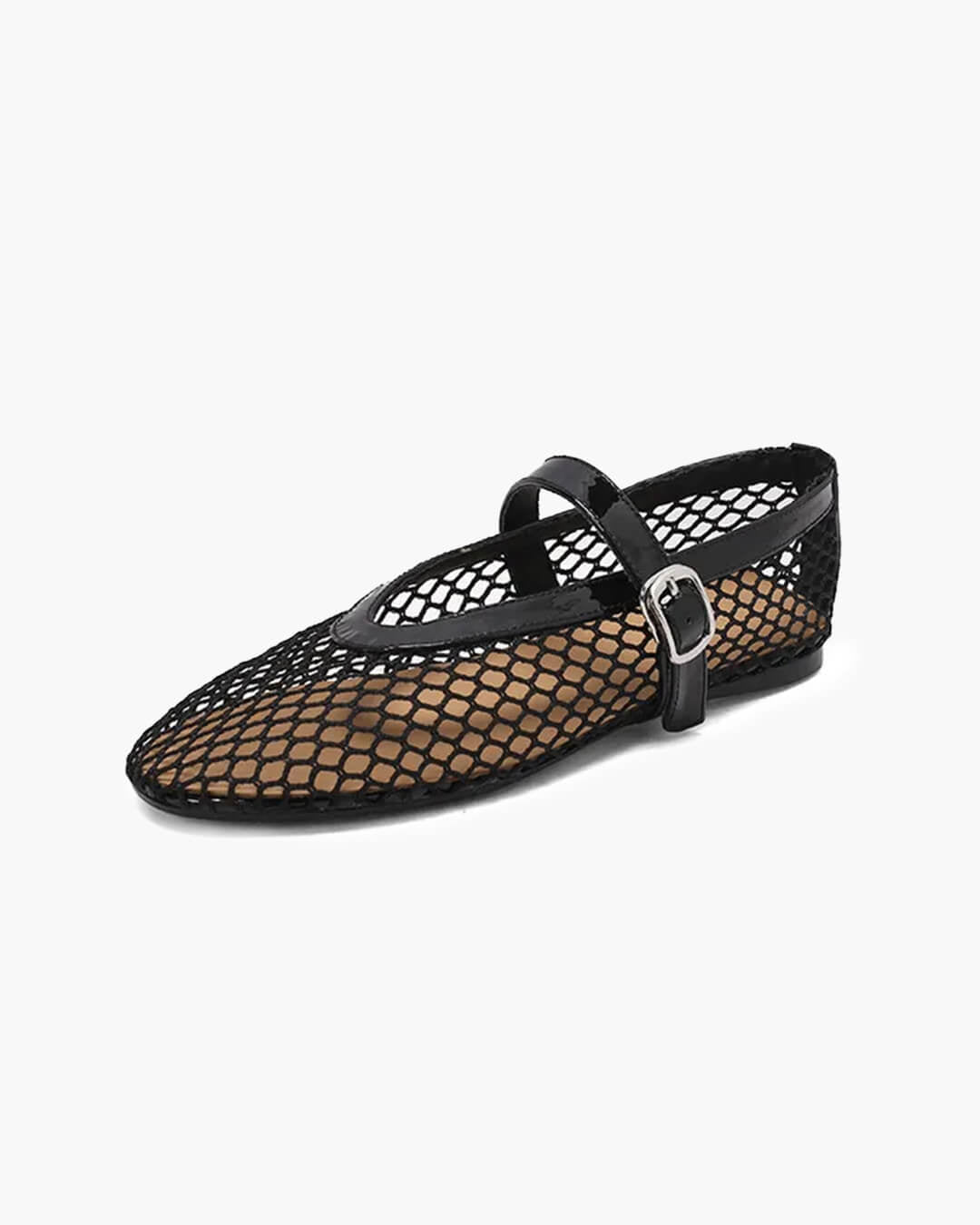 Bianca Breathable Mesh Ballet Flats with Buckled Ankle Strap - Image 5