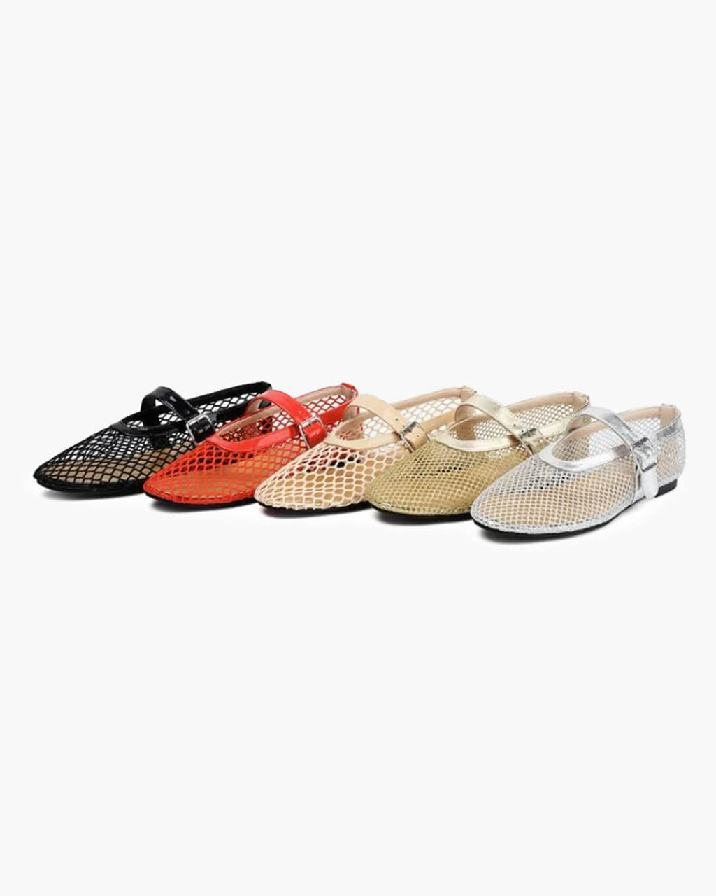 Bianca Breathable Mesh Ballet Flats with Buckled Ankle Strap - Image 6