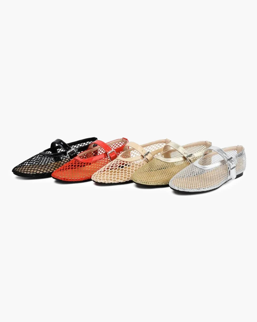 Bianca Breathable Mesh Ballet Flats with Buckled Ankle Strap - Image 6