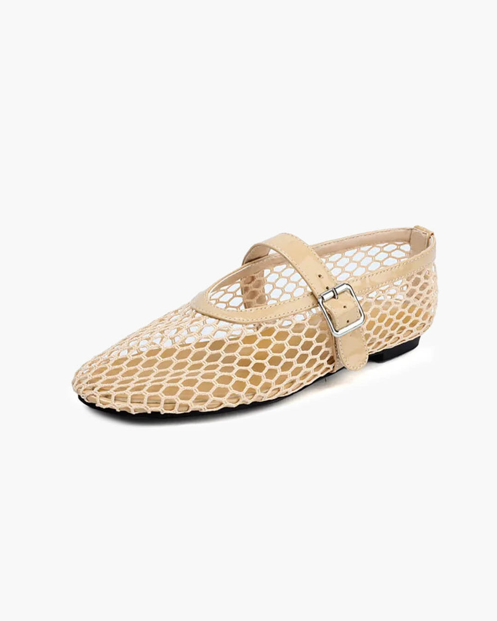 Bianca Breathable Mesh Ballet Flats with Buckled Ankle Strap - Image 9