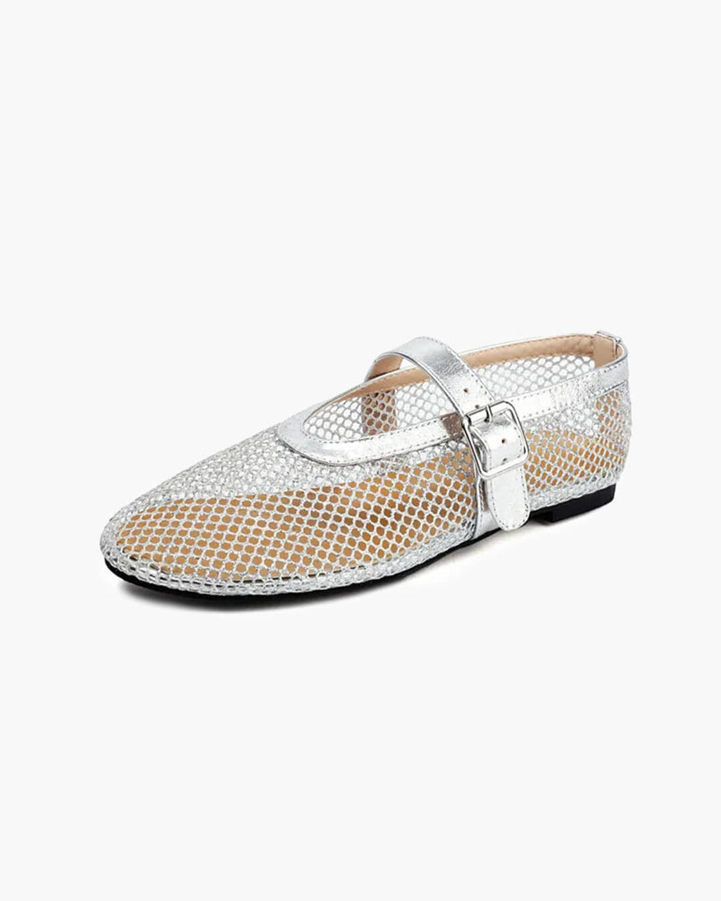 Bianca Breathable Mesh Ballet Flats with Buckled Ankle Strap - Image 16