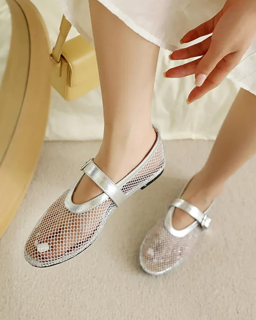 Bianca Breathable Mesh Ballet Flats with Buckled Ankle Strap - Image 18