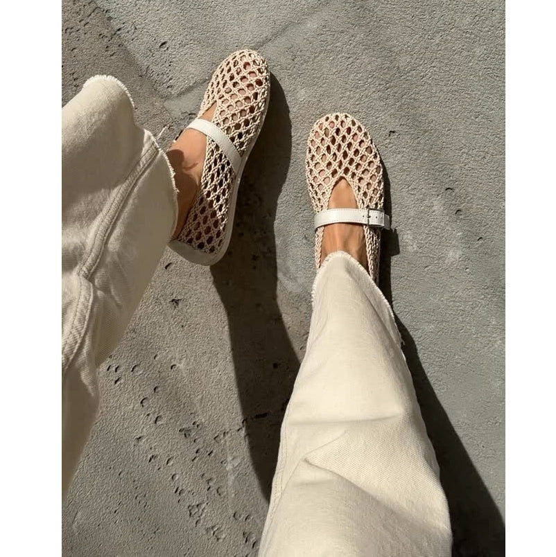 Bianca Comfortable Closed Toe Summer Sandals - Woven Hollow Out Flats - Image 7