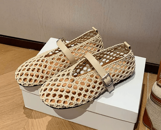 Bianca Comfortable Closed Toe Summer Sandals - Woven Hollow Out Flats - Image 9