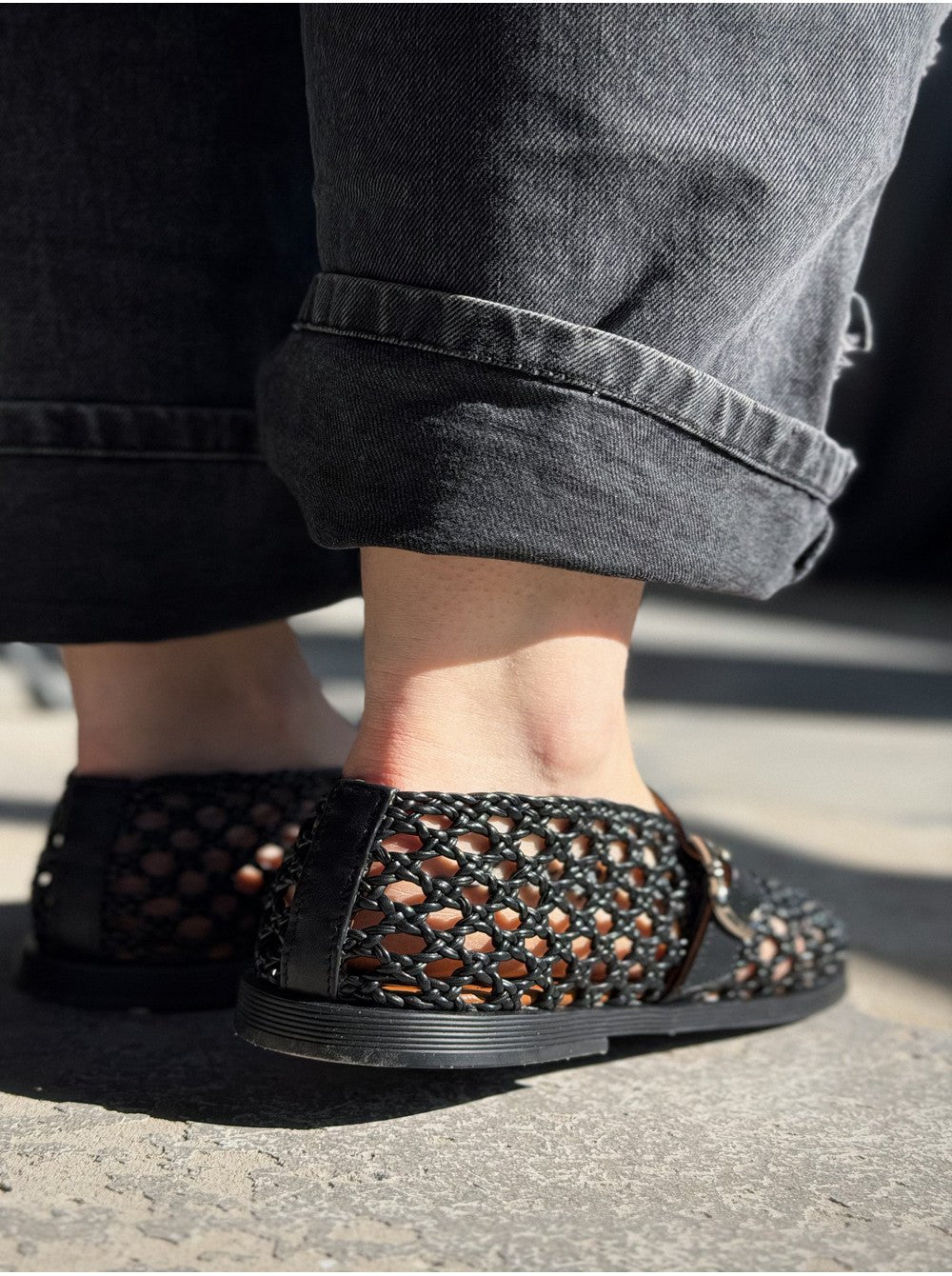 Bianca Comfortable Closed Toe Summer Sandals - Woven Hollow Out Flats - Image 5