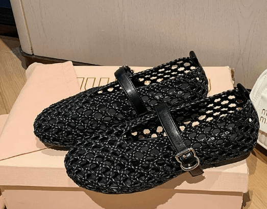 Bianca Comfortable Closed Toe Summer Sandals - Woven Hollow Out Flats - Image 10