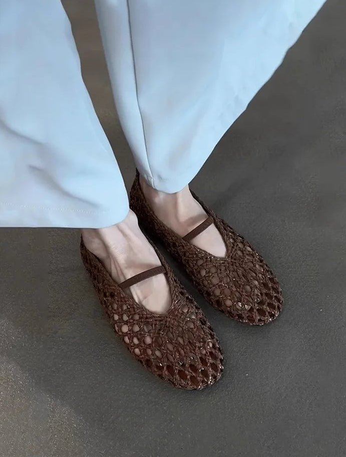 Francesca Hollow Woven Flat Shoes - Breathable Summer Flats - Image 8