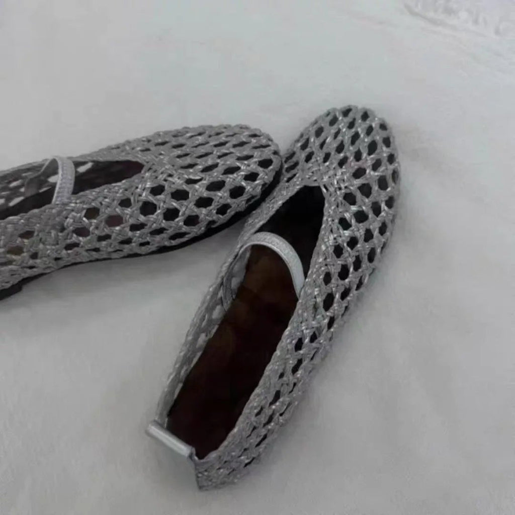 Francesca Hollow Woven Flat Shoes - Breathable Summer Flats - Image 7