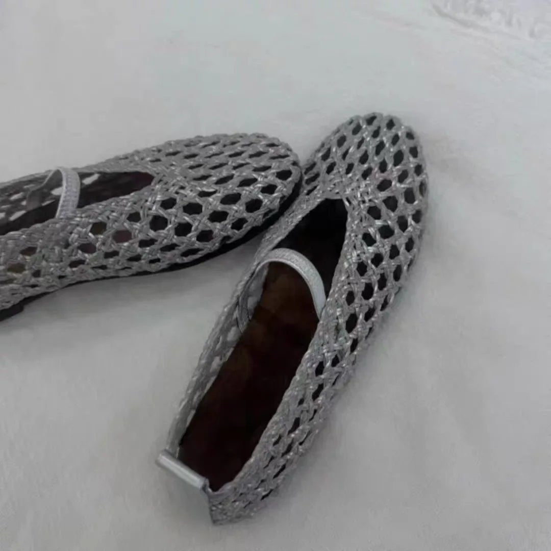 Francesca Hollow Woven Flat Shoes - Breathable Summer Flats - Image 7