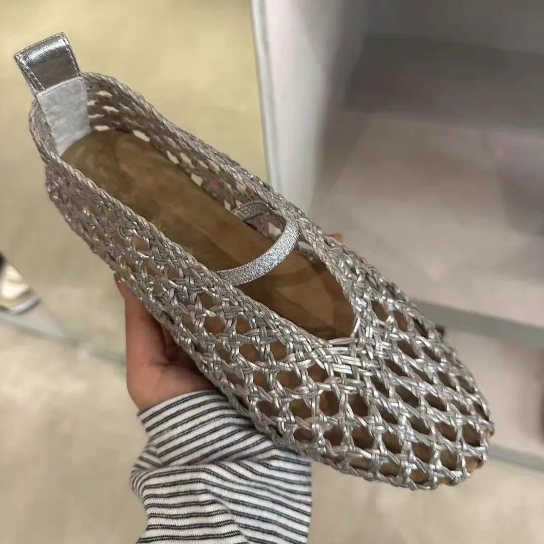 Francesca Hollow Woven Flat Shoes - Breathable Summer Flats - Image 6