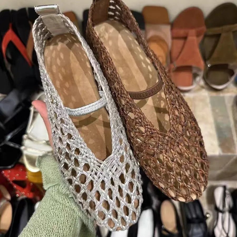 Francesca Hollow Woven Flat Shoes - Breathable Summer Flats - Image 10