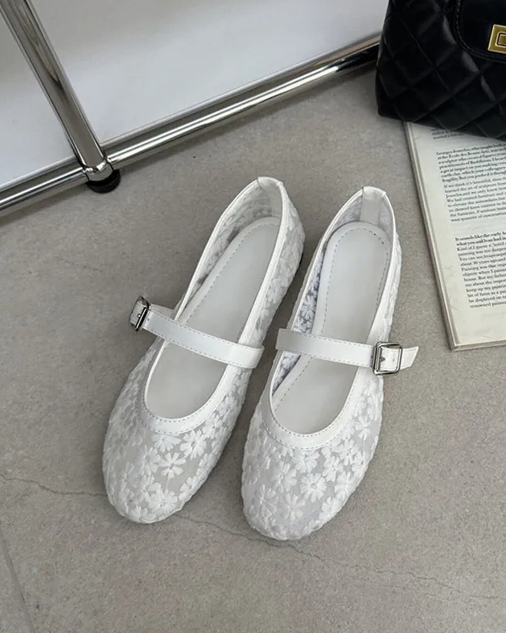 Helen Mesh Mary Jane Ballet Flats - Women's Fashion Footwear