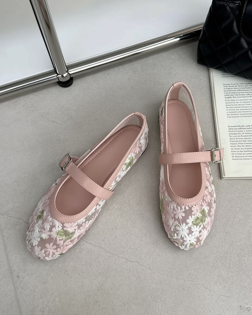 Helen Mesh Mary Jane Ballet Flats - Women's Fashion Footwear - Image 8