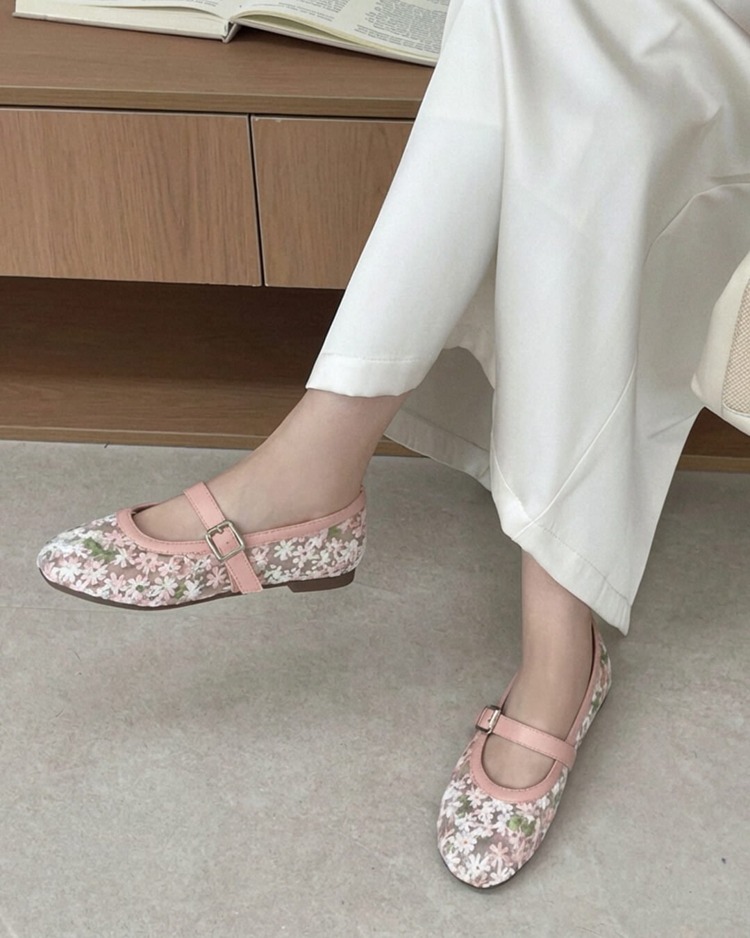 Helen Mesh Mary Jane Ballet Flats - Women's Fashion Footwear - Image 10