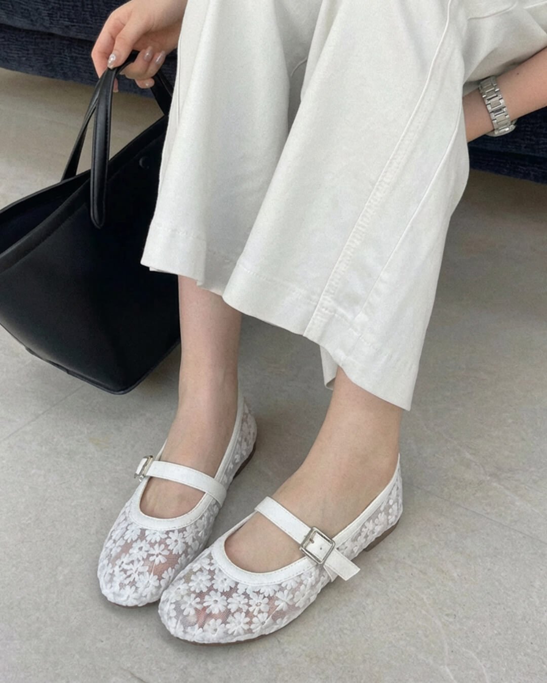 Helen Mesh Mary Jane Ballet Flats - Women's Fashion Footwear - Image 4