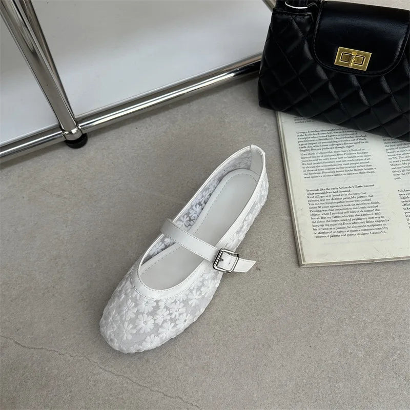 Helen Mesh Mary Jane Ballet Flats - Women's Fashion Footwear - Image 18