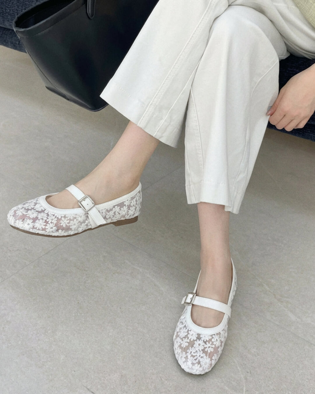 Helen Mesh Mary Jane Ballet Flats - Women's Fashion Footwear - Image 3