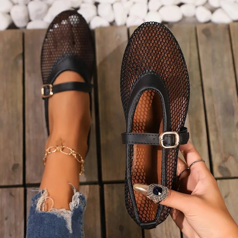 Hermione Mesh Mary Jane Ballet Flats - Women's Fashion Footwear - Image 3