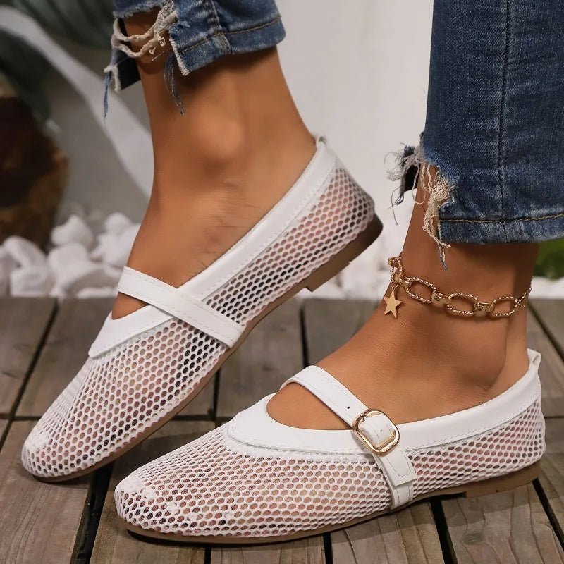Hermione Mesh Mary Jane Ballet Flats - Women's Fashion Footwear - Image 5