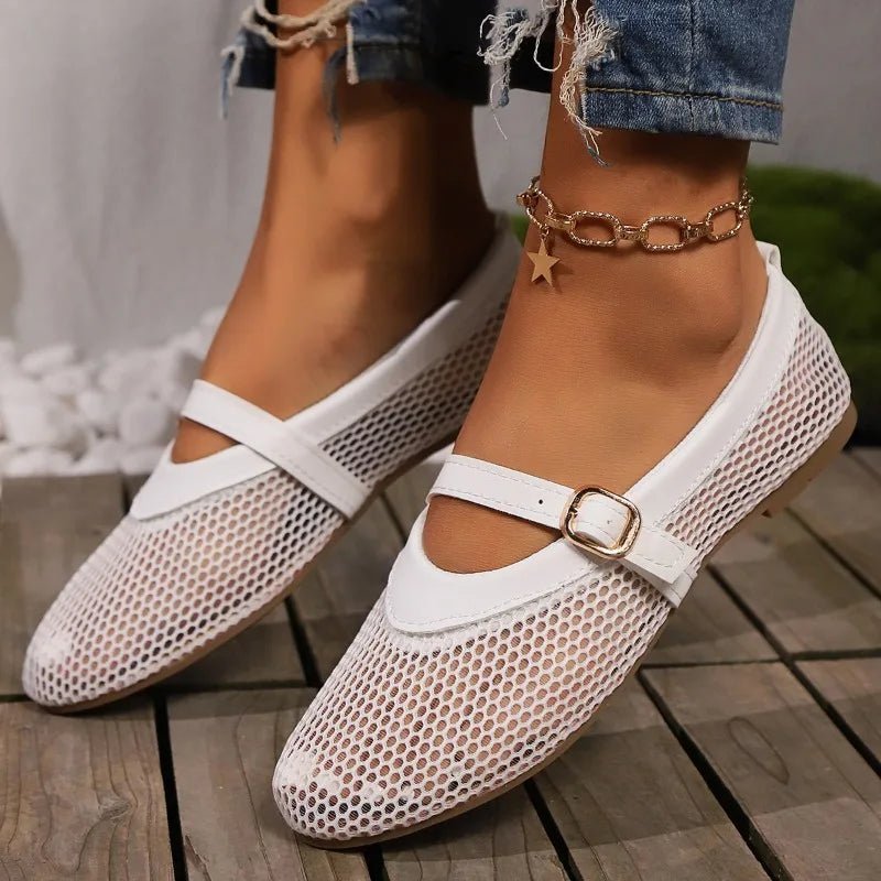 Hermione Mesh Mary Jane Ballet Flats - Women's Fashion Footwear - Image 4