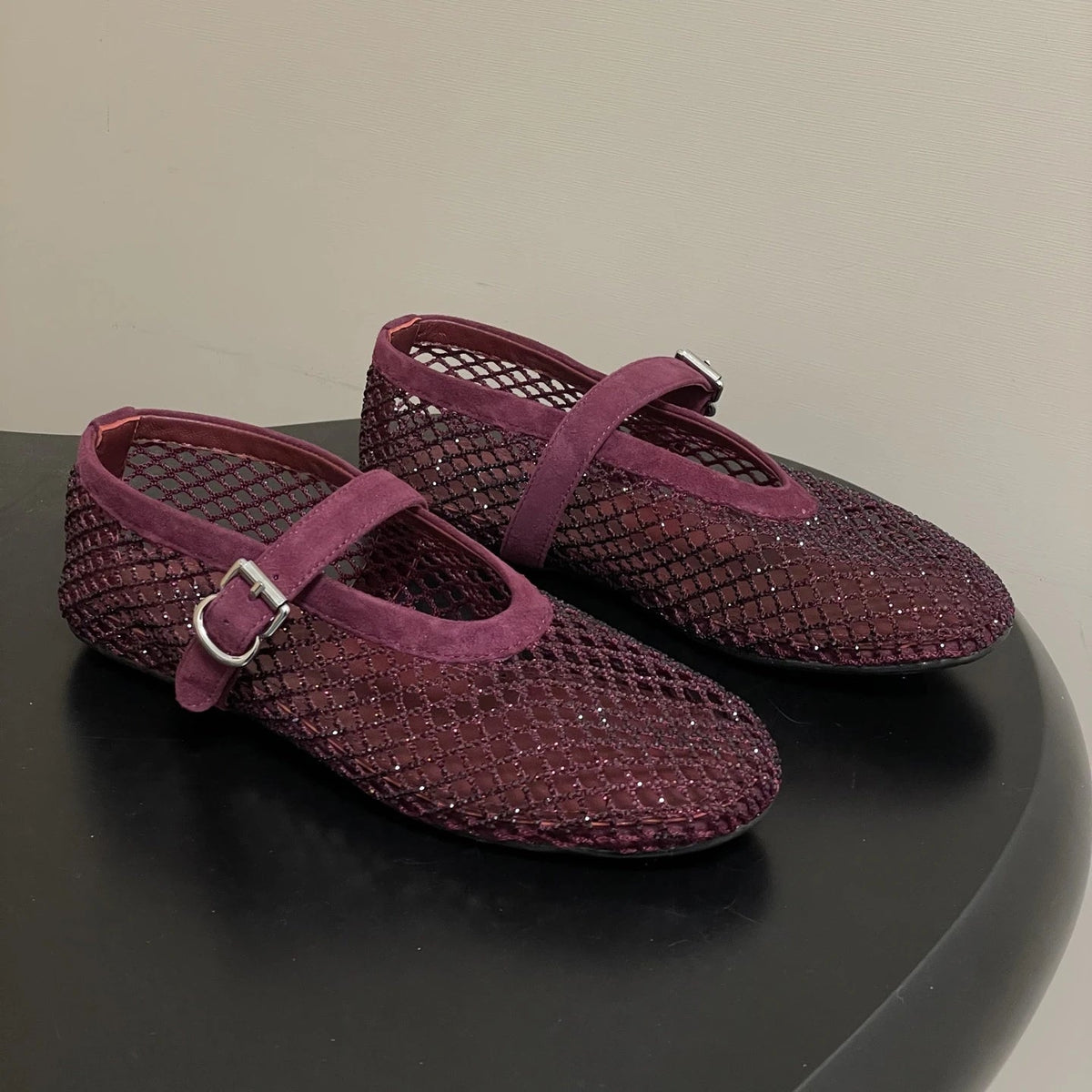 Jessica Rhinestone Mesh Ballet Flats - Breathable Mary Jane Dress Flats - Image 15