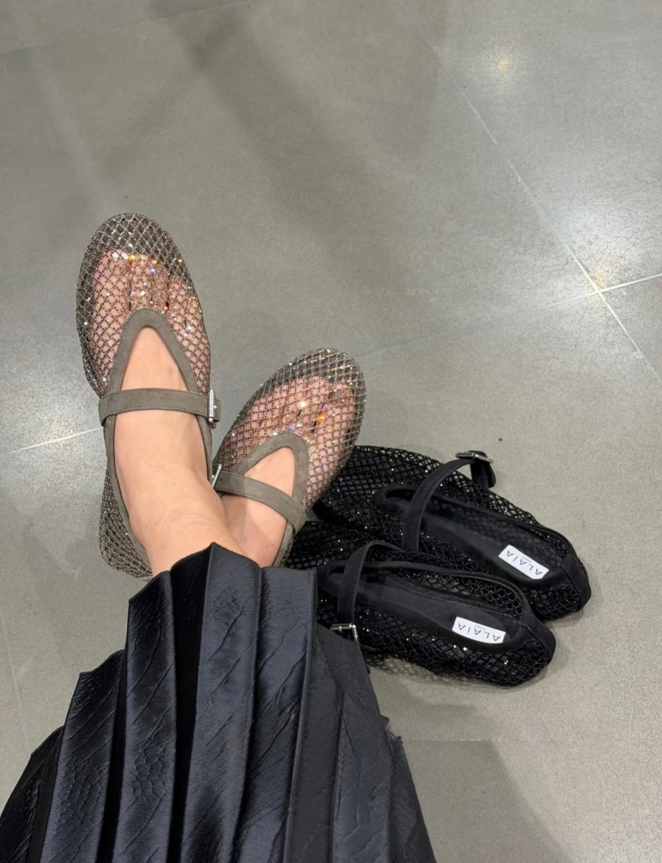 Jessica Rhinestone Mesh Ballet Flats - Breathable Mary Jane Dress Flats - Image 10