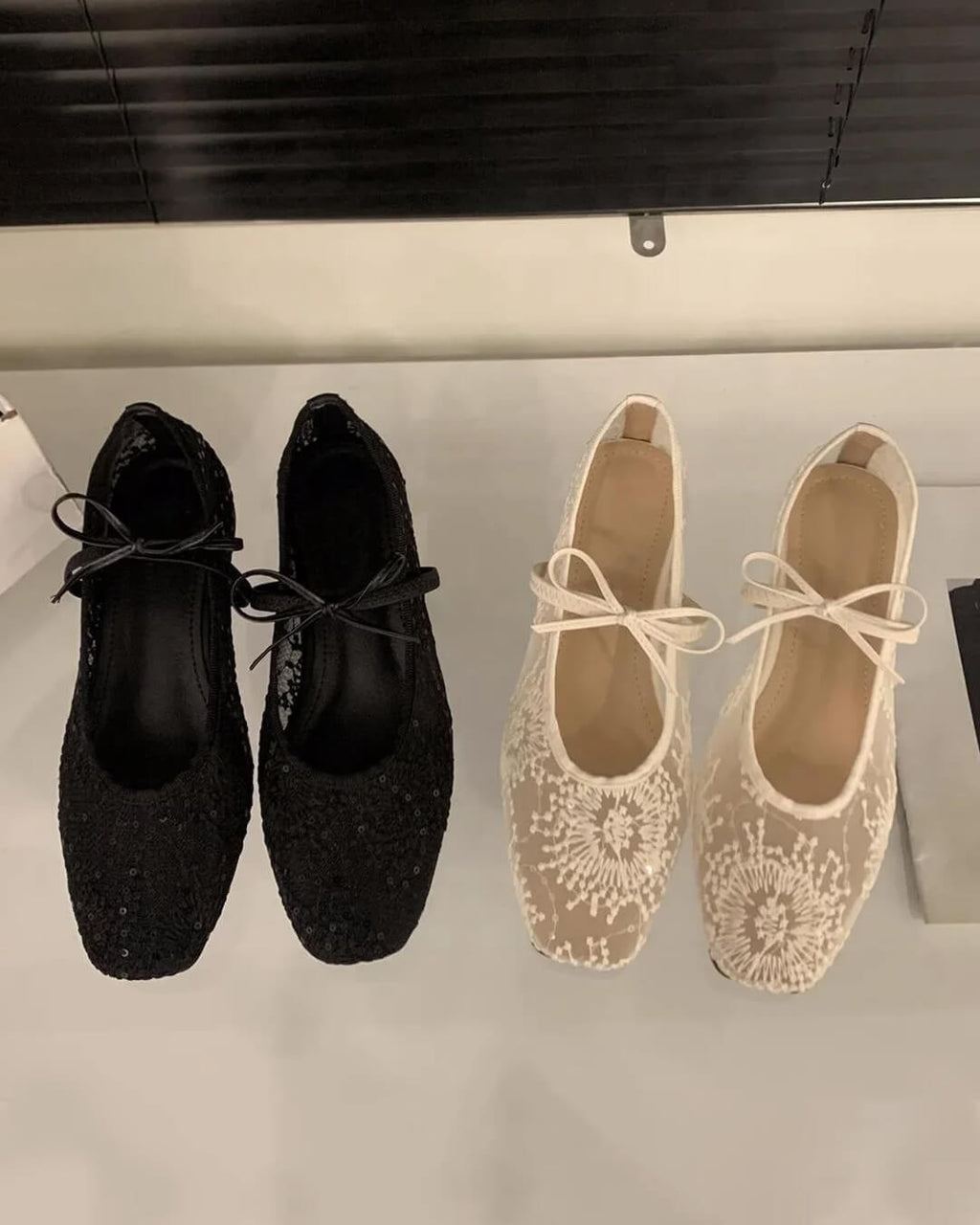 Joan Mesh Ballet Flats for Women - Square Toe Mary Jane Slip-On Flats