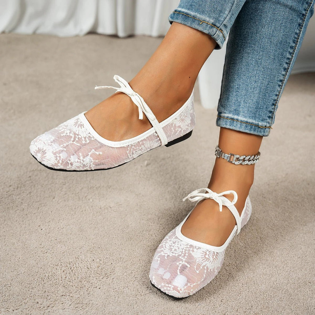 Joan Mesh Ballet Flats for Women - Square Toe Mary Jane Slip-On Flats - Image 6