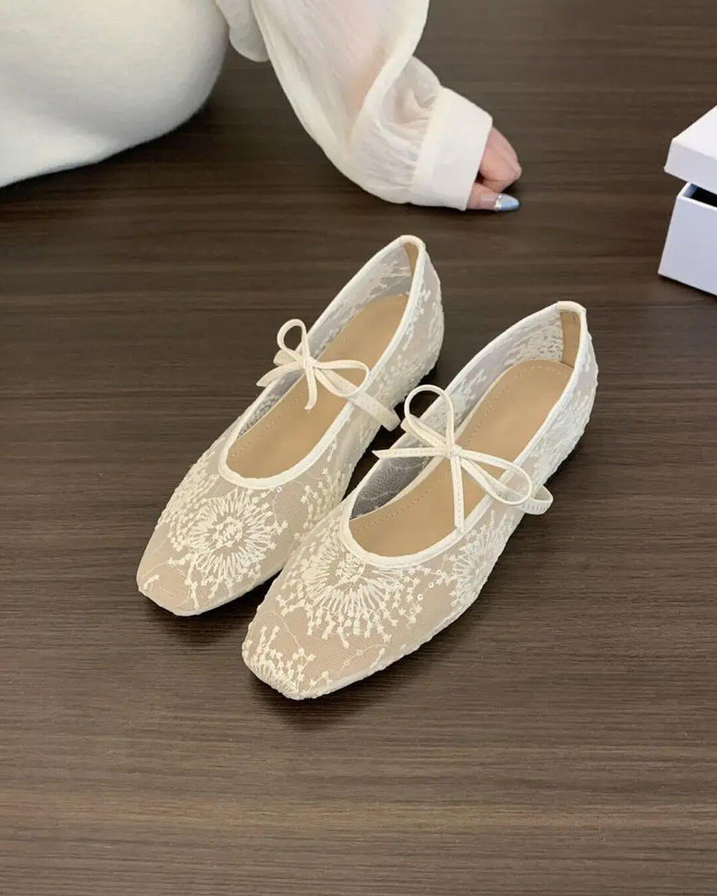 Joan Mesh Ballet Flats for Women - Square Toe Mary Jane Slip-On Flats - Image 3