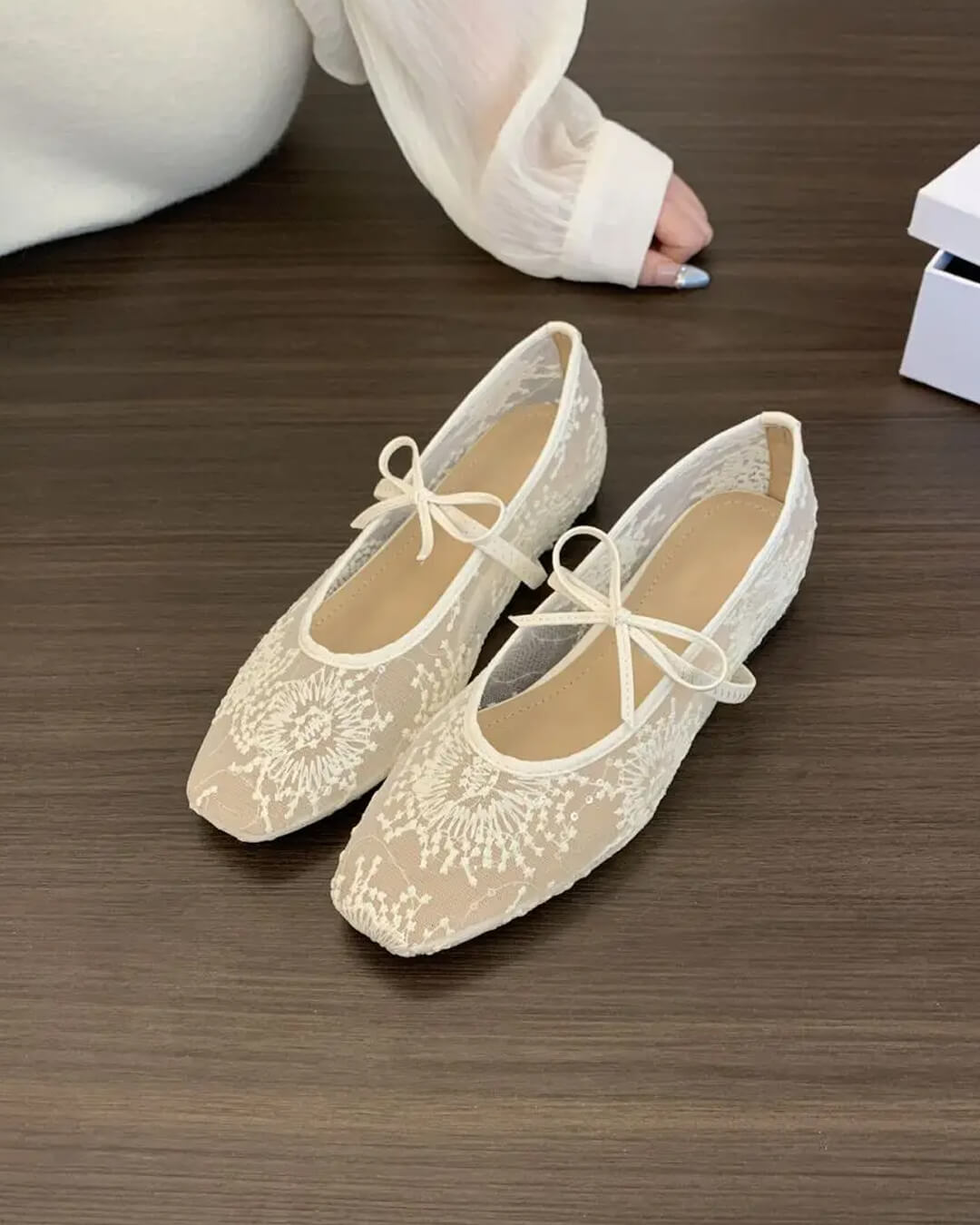 Joan Mesh Ballet Flats for Women - Square Toe Mary Jane Slip-On Flats - Image 3